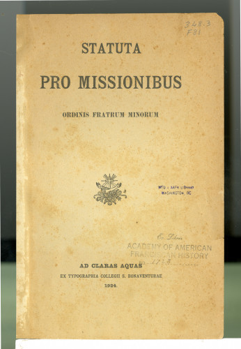 289 Statuta Pro Missionibus ordinis fratrum minorum