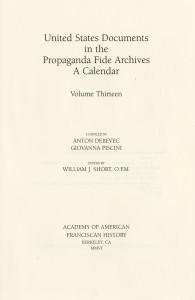 United States documents in the Propaganda Fide archives; a calendar v.13