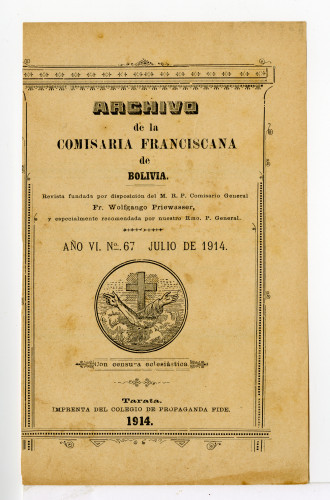 Archivo de la Comisaría Franciscana de Bolivia. No. 67