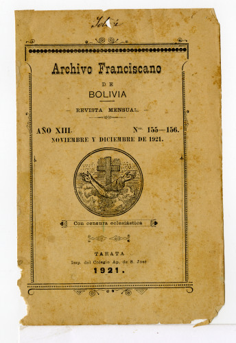 Archivo Franciscano de Bolivia Revista Mensual. No. 155-156