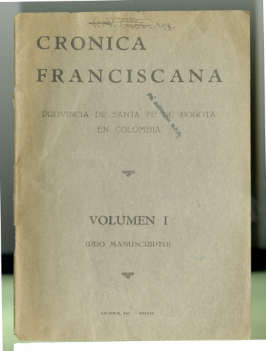 193 Cronica
Franciscana
provincia de Santa Fe
en Colombia
de
Bogota