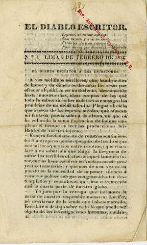 El diablo; no 1 Lima 3 de Febrero de 1831