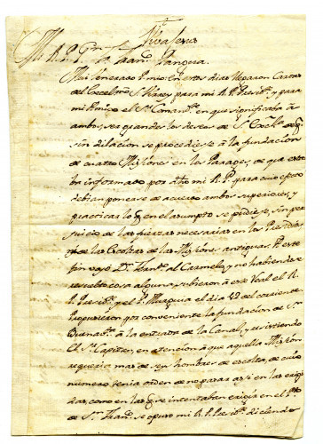 Fr. Fermin de Lasuén to Fr. Francisco Pangua, Guardian of the College of San Fernando. Monterey, August 17, 1775 [MSS.AAFH.002-021]	
Alta California manuscripts: 1764-1797