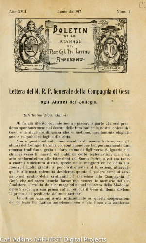 Boletin de los Alumnos del Pont Col Píio Latino Americano; año XVII, no. 1, junio de 1917