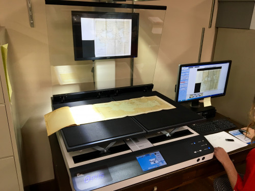 Large format overhead scanner at the University of San Diego Archives
