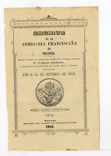 Archivo de la Comisaría Franciscana de Bolivia. No. 22
