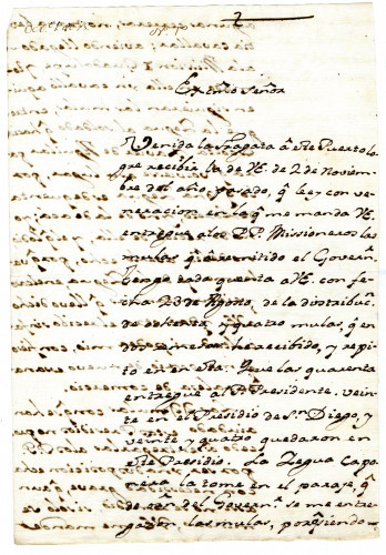 Fernando de Rivera Y Moncada to Viceroy Bucareli reply to the Viceroy's order to hand over to Fr. Serra the 84 mules received from Mexico. 	Monterey, October 1, 1775 [MSS.AAFH.002-026]
Alta California manuscripts: 1764-1797