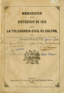 Sesiones de la convencio de 1855 sobre la tolerancia civil de cultos por Francisco de Paula G. Vigil