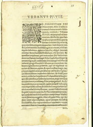 Papal documents, printed with signatures and seal, March 10, 1628 [Manuscript AAFH 3-1]. Mexico City and Spanish government manuscripts and miscellaneous: 1628-1823 (Manuscript AAFH 3)