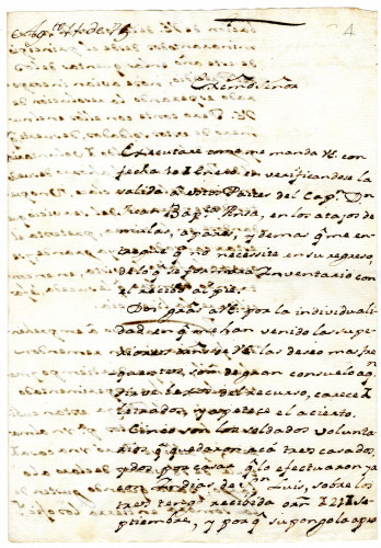Rivera Y Moncada to Viceroy Bucareli reporting that five soldiers have married Indian women and wish to remain permanently in California. Monterey. August 11, 1775 [MSS.AAFH.002-020]	
Alta California manuscripts: 1764-1797