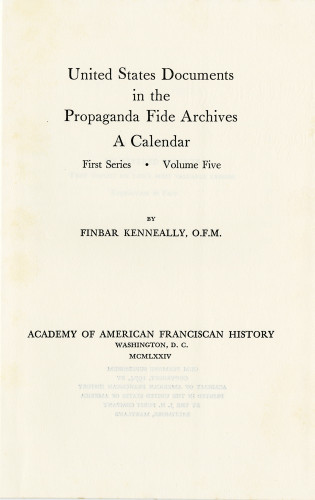 United States documents in the Propaganda Fide archives; a calendar v.5