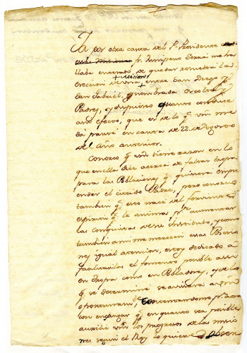 Viceroy Bucareli to Fernando de Rivera Y Moncada	 about new mission to be located between San Diego and San Gabriel. Mexico City, January 20, 1776 [MSS.AAFH.002-032]
Alta California manuscripts: 1764-1797