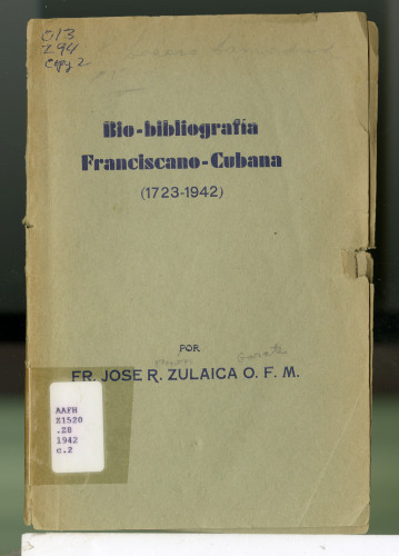 Bio - Bibliografia Franciscano -  Cubana (1723-1942)