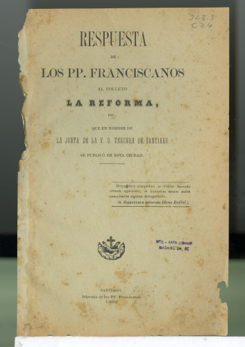 287 Respuesta de los pp. Franciscanos al folleto la reforma etc.