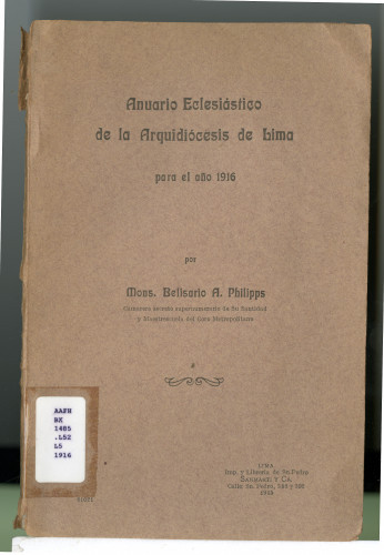 248 Anuario Eclesiástico de la Arguidiócesis de bima para el año 1916
