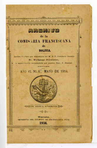Archivo de la Comisaría Franciscana de Bolivia. No. 65