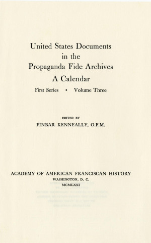 United States documents in the Propaganda Fide archives; a calendar v.3
