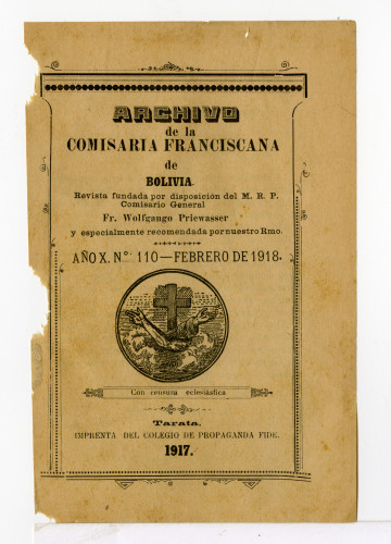 Archivo de la Comisaría Franciscana No de Bolivia. No. 110