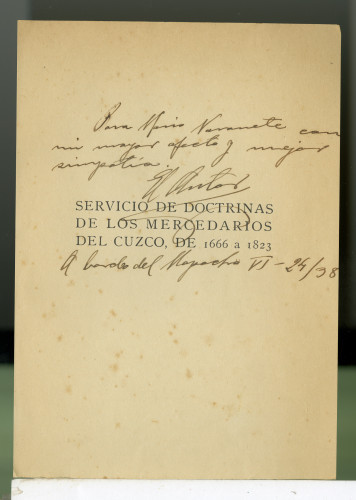 Servicio de Doctrinas de los Mercenarios del Cuzco de 1666 a 1823 (148).