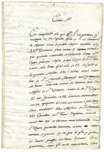 Fr. Mathias de Noriega, Superior of the College of San Fernando to Viceroy Conde de Revilla - Gigedo about sending missionaries to new Missions. Mexico City, September, 1789. [MSS.AAFH.002-041]	
Alta California manuscripts: 1764-1797