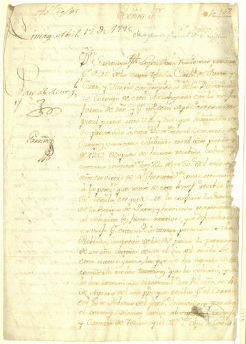 Manuscript #18 from the collection "Peruvian Manuscripts 1636-1796"