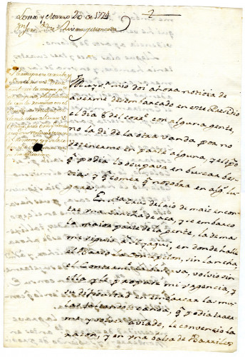 Fernando Rivera Y Moncada to Juan Joseph de Echeveste reporting his arrival at the Port of Loreto. Loreto, March 20, 1774 [MSS.AAFH.002-007]
Alta California manuscripts: 1764-1797