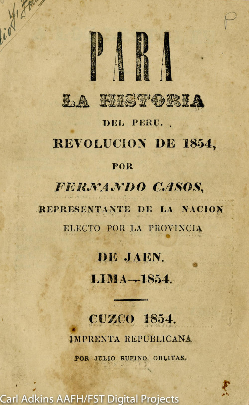 Para la historia del Perú : revolución de 1854