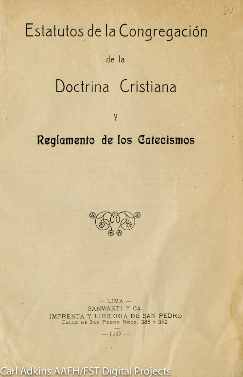 Estátutos de la Congregación de la Doctrina Cristiana y reglamento de los catecismos