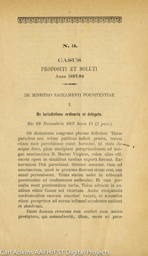 Casus propositi et soluti anno 1897-98, n. 3